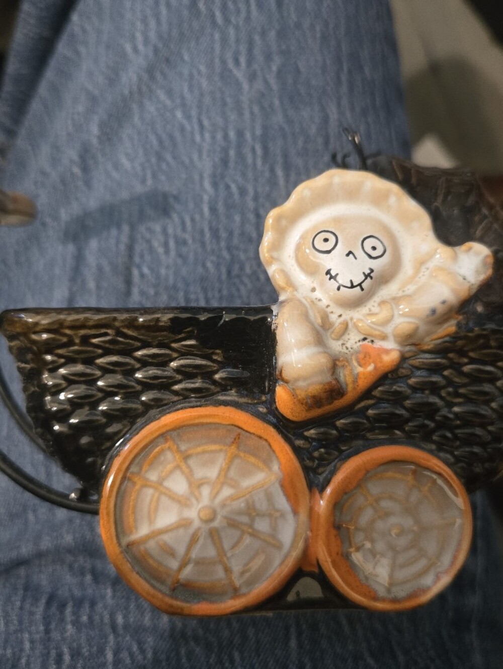 Yankee Candle Halloween Ghost Tea Light Holder - Black and Orange